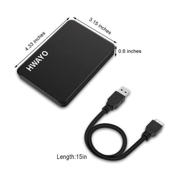 HWAYO Portable External Hard Drive Ultra Slim 2.5'' USB 3.0 HDD