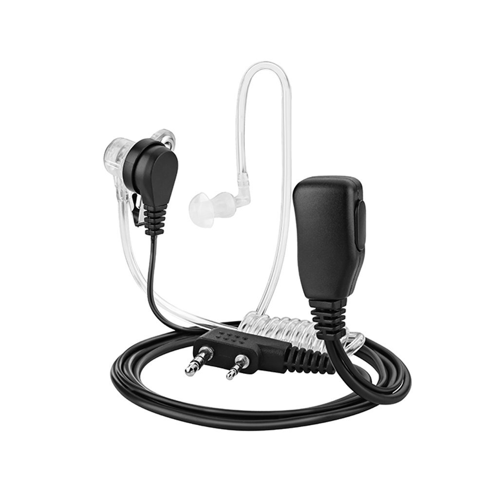 HWAYO 2-Pin Covert Acoustic Tube Walkie Talkie Earpiece – Two Way Radio Earpiece with a PTT Mic - Compatible with Walkie Talkie Headset Brands (Kenwood, Puxing, Wouxun, Baofeng)